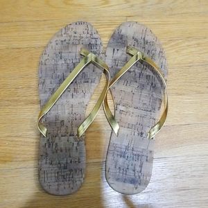 Gold flip flops